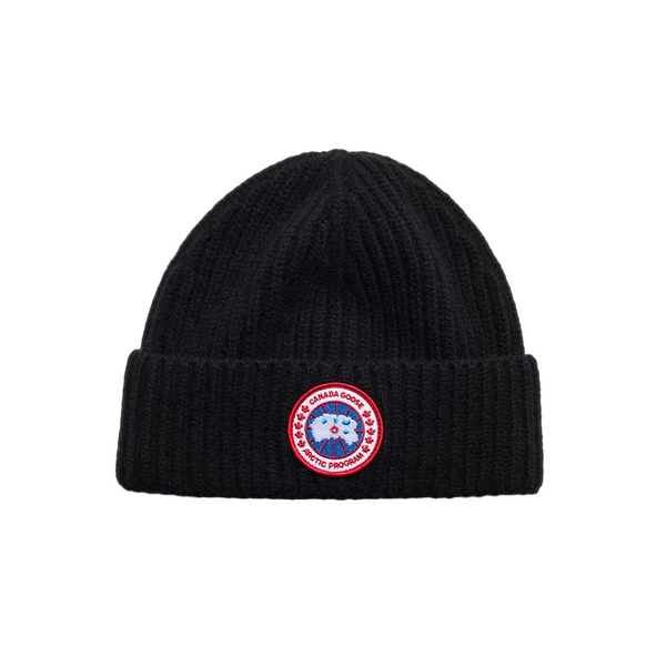 CASHMERE BLEND RIB TOQUE BLACK