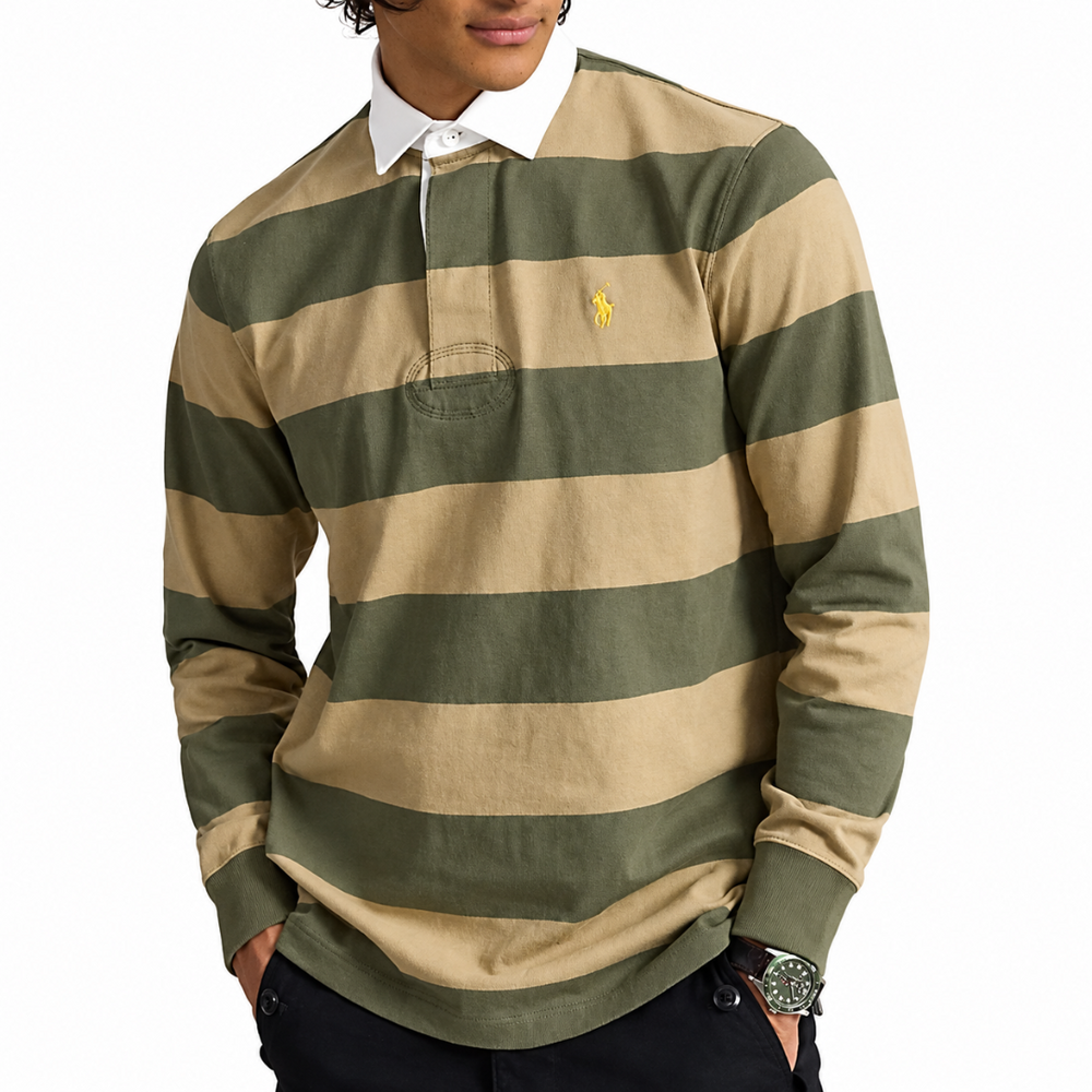ICONIC RUGBY SHIRT OLIVE / TAN