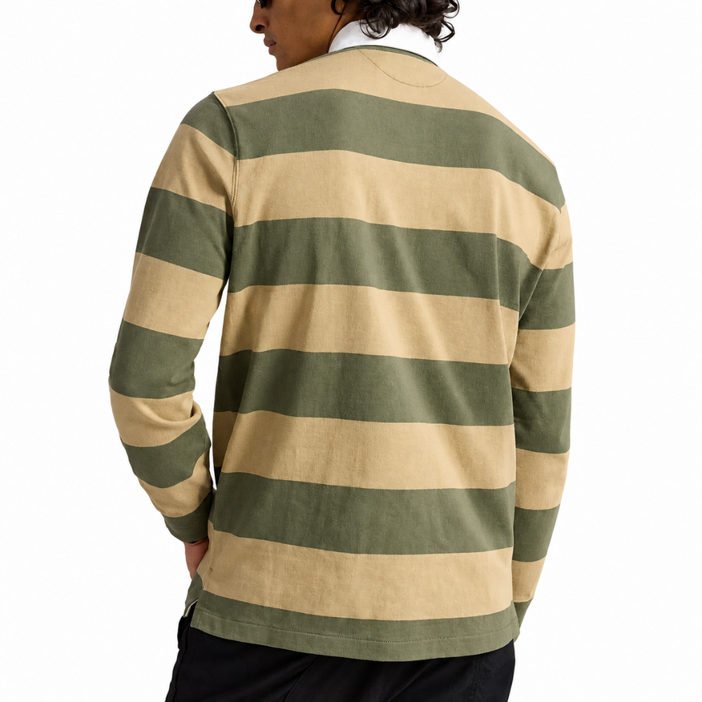 ICONIC RUGBY SHIRT OLIVE / TAN