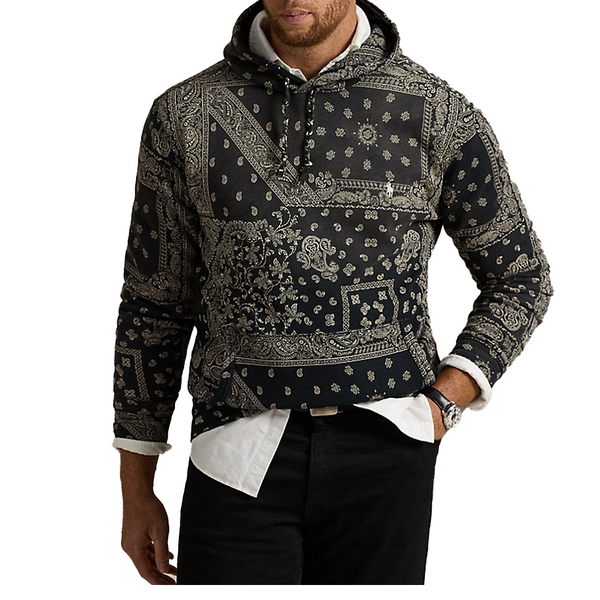 BANDANA-PRINT FLEECE HOODIE