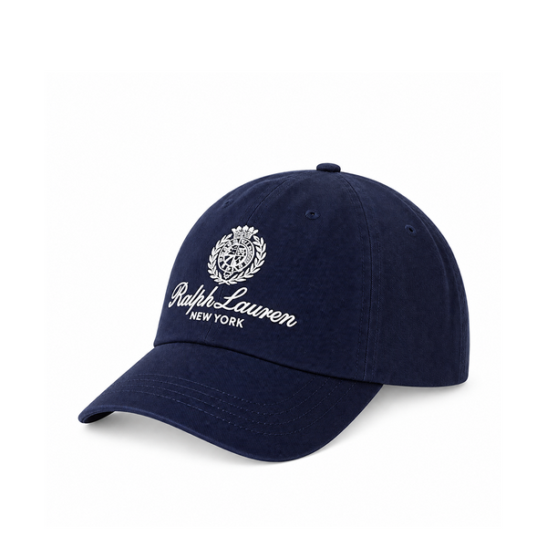 CREST EMBROIDERED TWILL BALL CAP NAVY