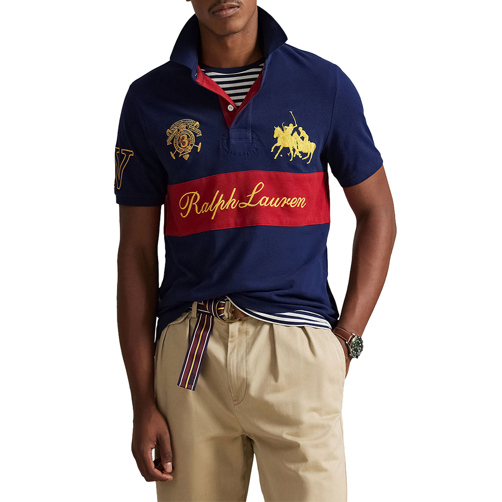 MESH KNIT POLO NEWPORT NAVY/SWEET TOMATO