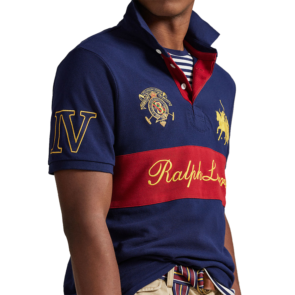 MESH KNIT POLO NEWPORT NAVY/SWEET TOMATO