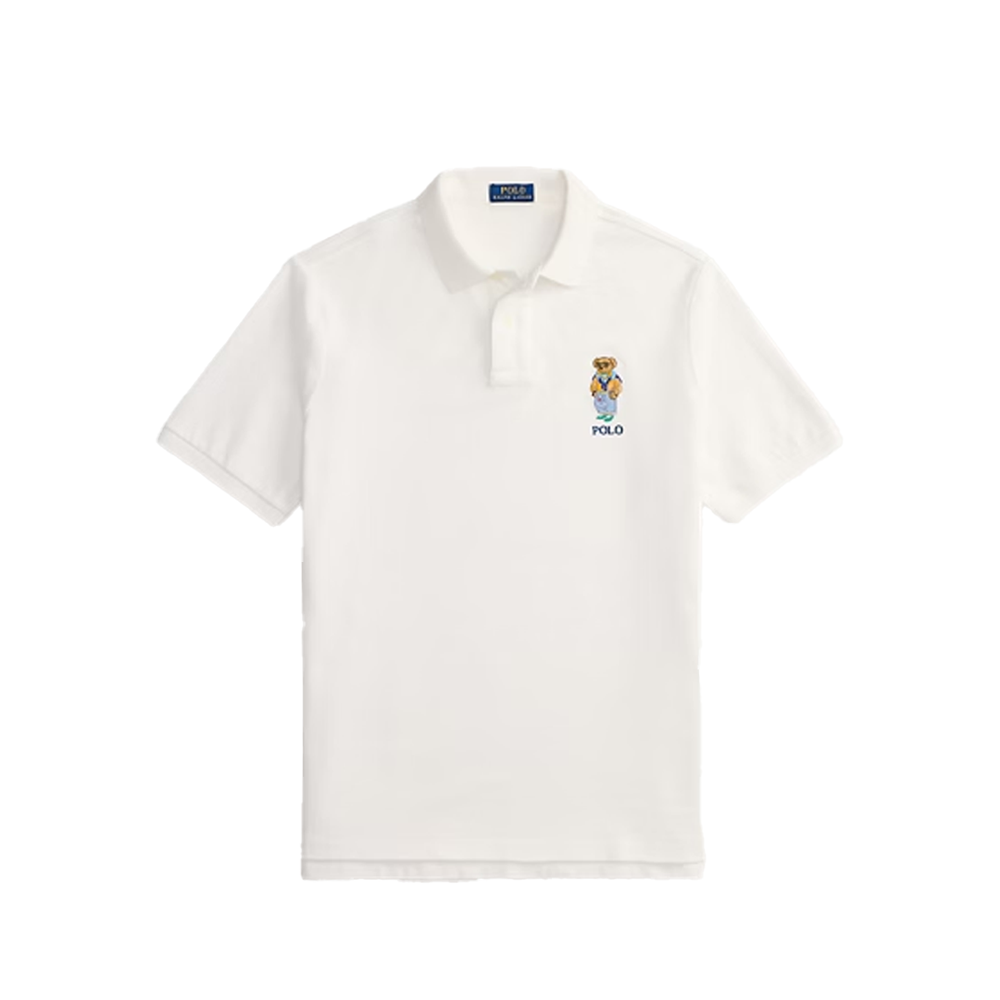 MESH KNIT BEAR POLO WHITE