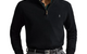 COTTON QUARTER ZIP SWEATER POLO BLACK