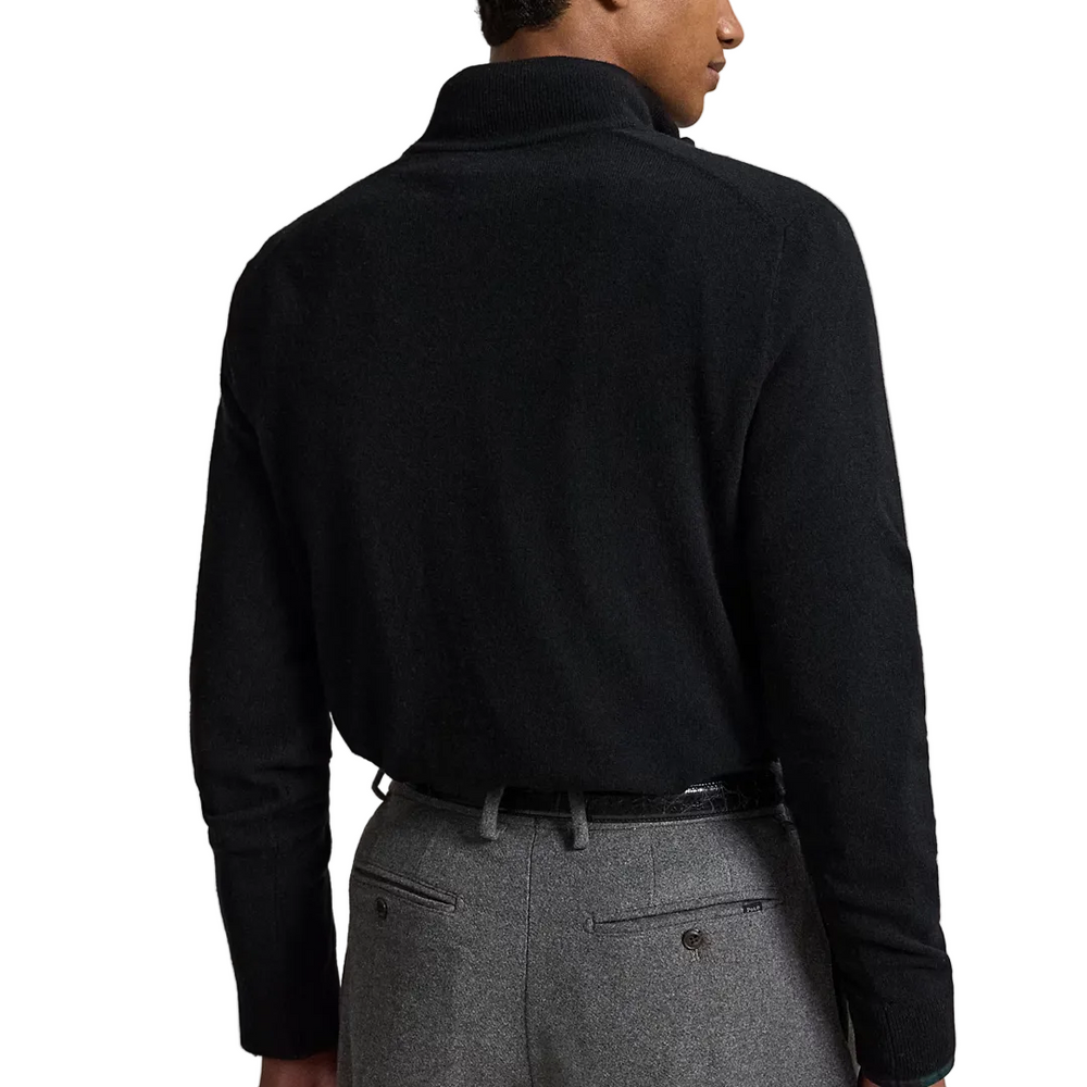 COTTON QUARTER ZIP SWEATER POLO BLACK