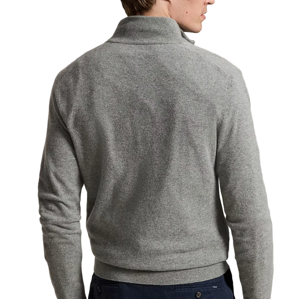 COTTON QUARTER ZIP SWEATER ANDOVER HEATHER