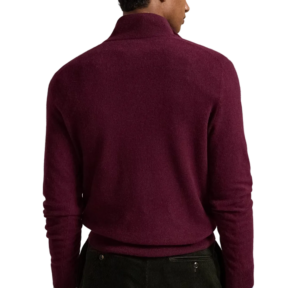 COTTON QUARTER-ZIP SWEATER AGED WINE HEATHER