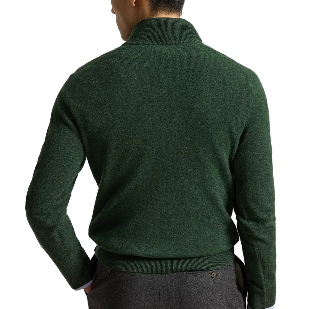 COTTON QUARTER-ZIP SWEATER LODGEPOLE PINE HEATHER