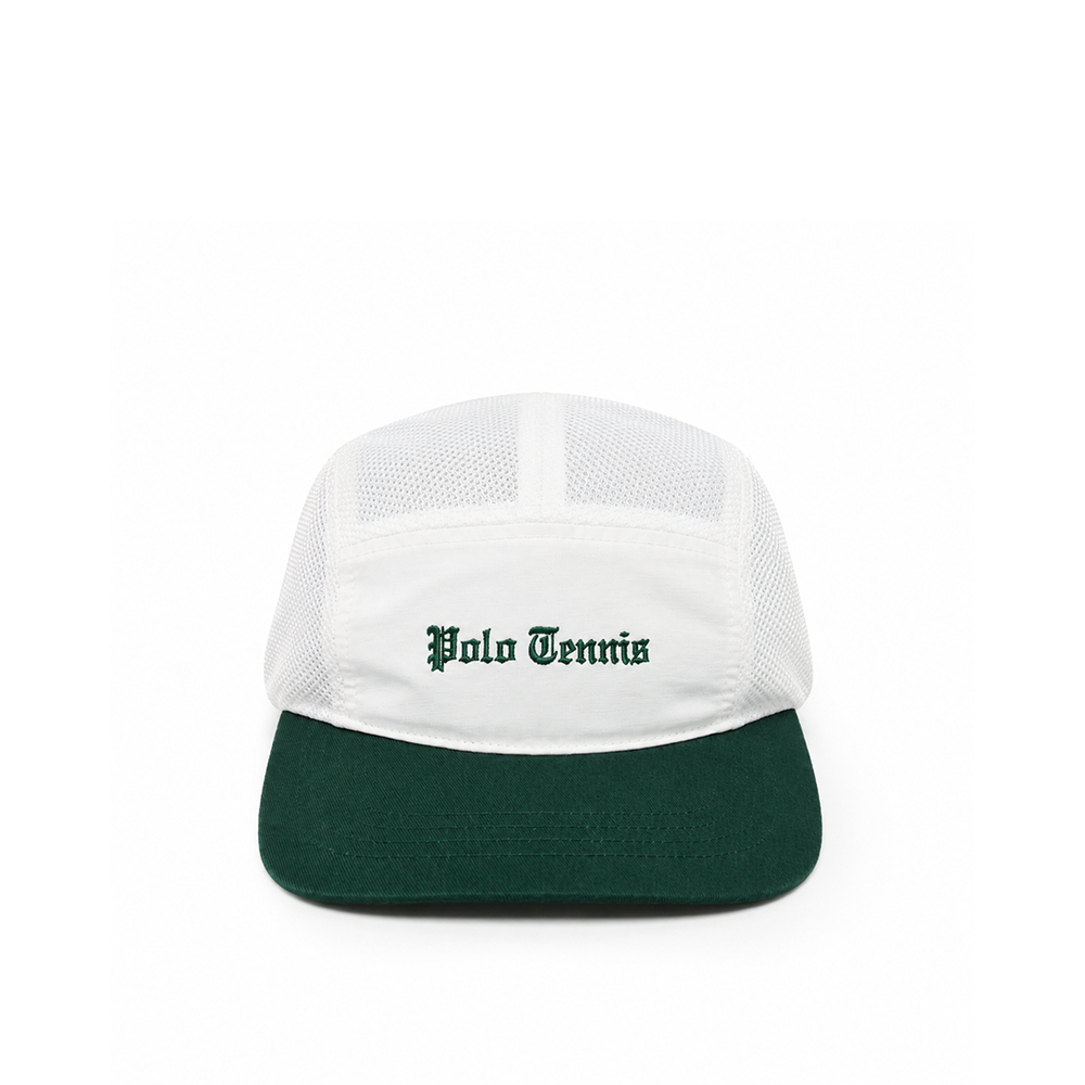 EMBROIDERED MESH & FAILLE POLO TENNIS CAP WHITE/GREEN