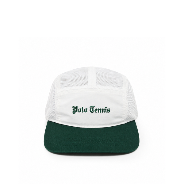EMBROIDERED MESH & FAILLE POLO TENNIS CAP WHITE/GREEN