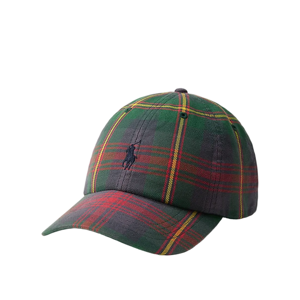 ICONIC PLAID COTTON CHINO BALL CAP GREEN / MULTI