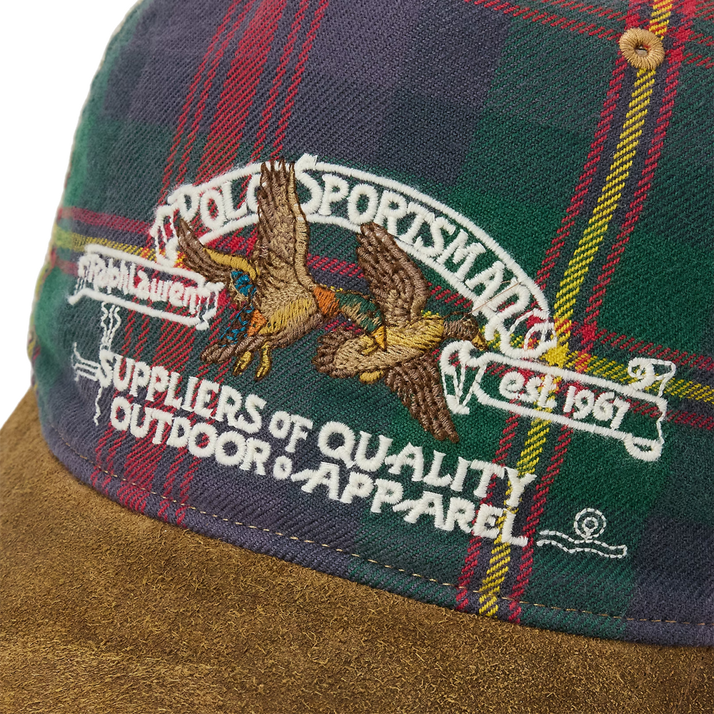 SPORTSMAN FLANNEL TRUCKER CAP GREEN / RED & BROWN