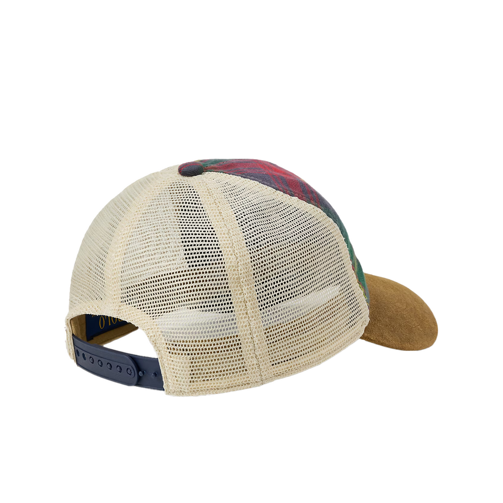 SPORTSMAN FLANNEL TRUCKER CAP GREEN / RED & BROWN