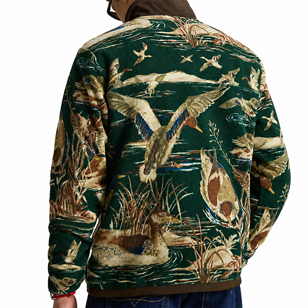 DUCK PRINT BRUSHED FLEECE PULLOVER GREEN
