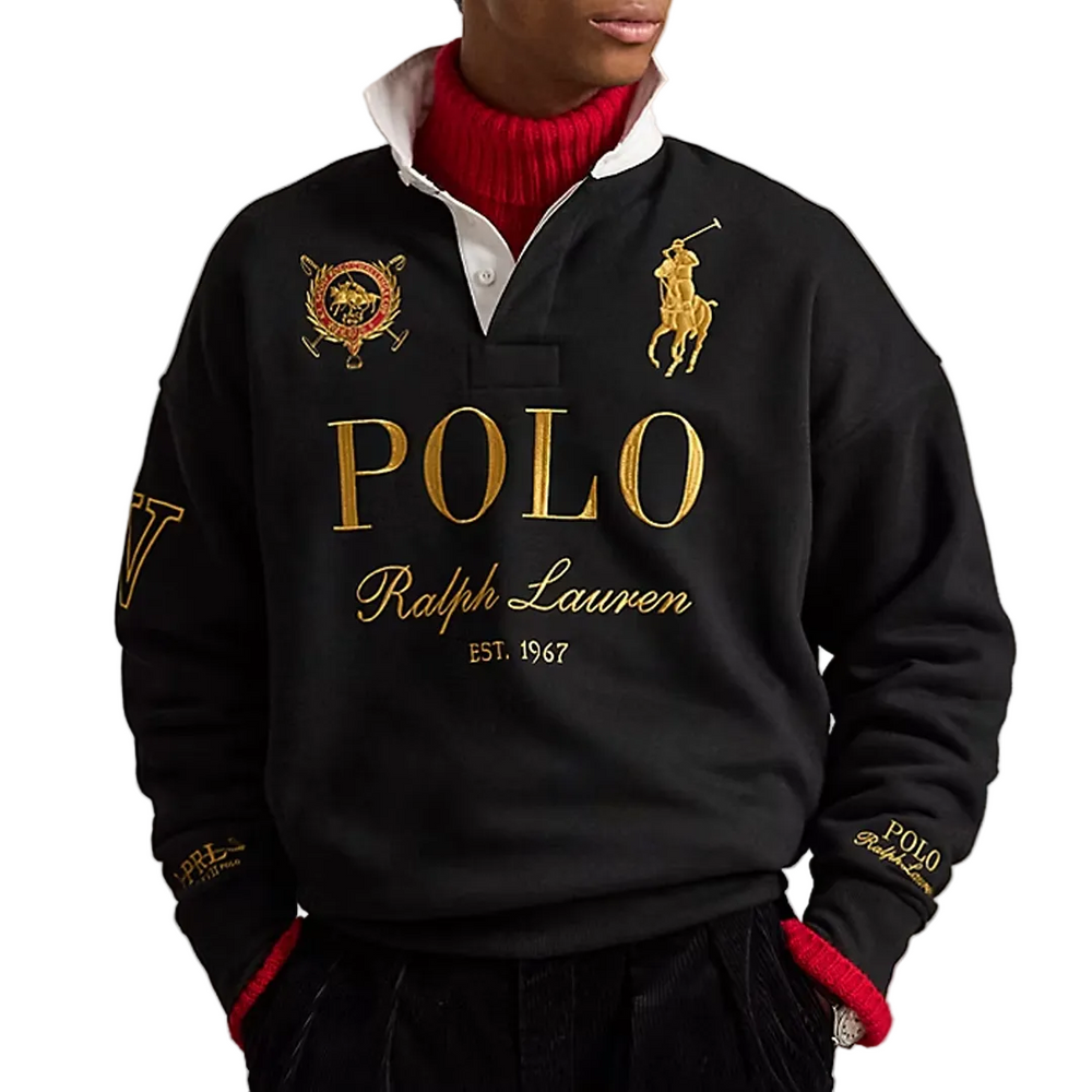 RELAXED FIT BIG PONY RUGBY SWEATSHIRT BLACK