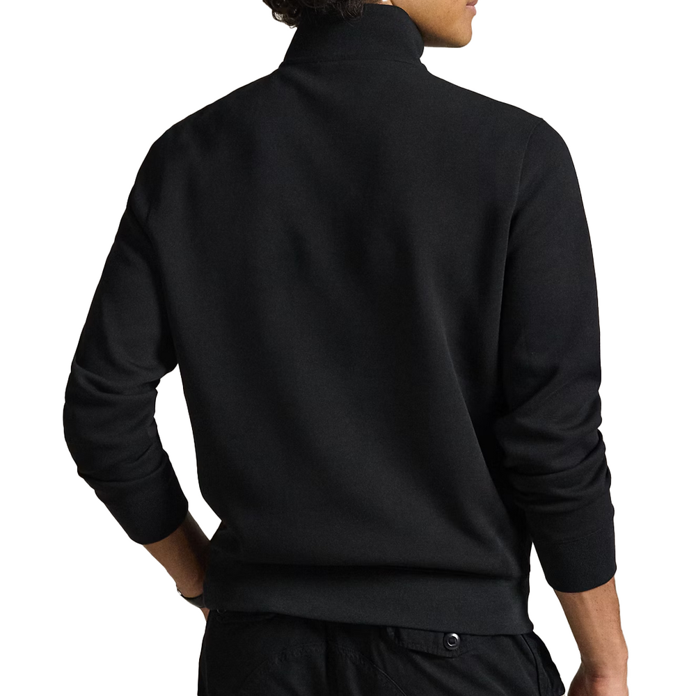 DOUBLE-KNIT QUARTER ZIP PULLOVER POLO BLACK