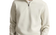 DOUBLE-KNIT QUARTER ZIP PULLOVER STONE PEBBLE GREY