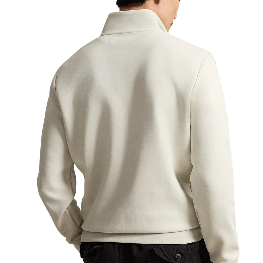 DOUBLE-KNIT QUARTER ZIP PULLOVER STONE PEBBLE GREY
