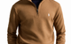 DOUBLE-KNIT QUARTER ZIP PULLOVER LUGGAGE BROWN