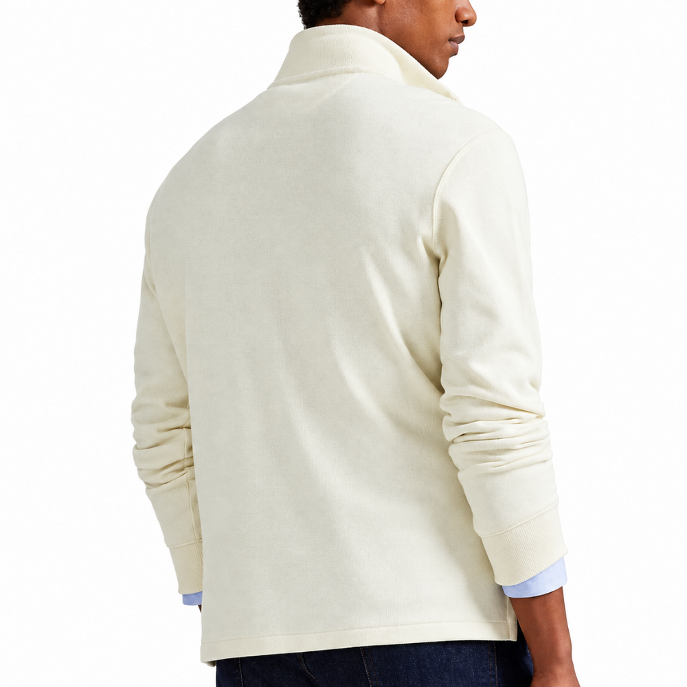 ESTATE-RIB QUARTER ZIP PULLOVER PARCHMENT CREAM