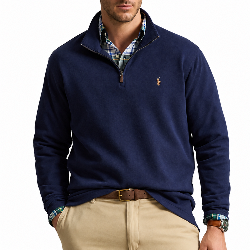 ESTATE-RIB QUARTER ZIP CRUISE NAVY