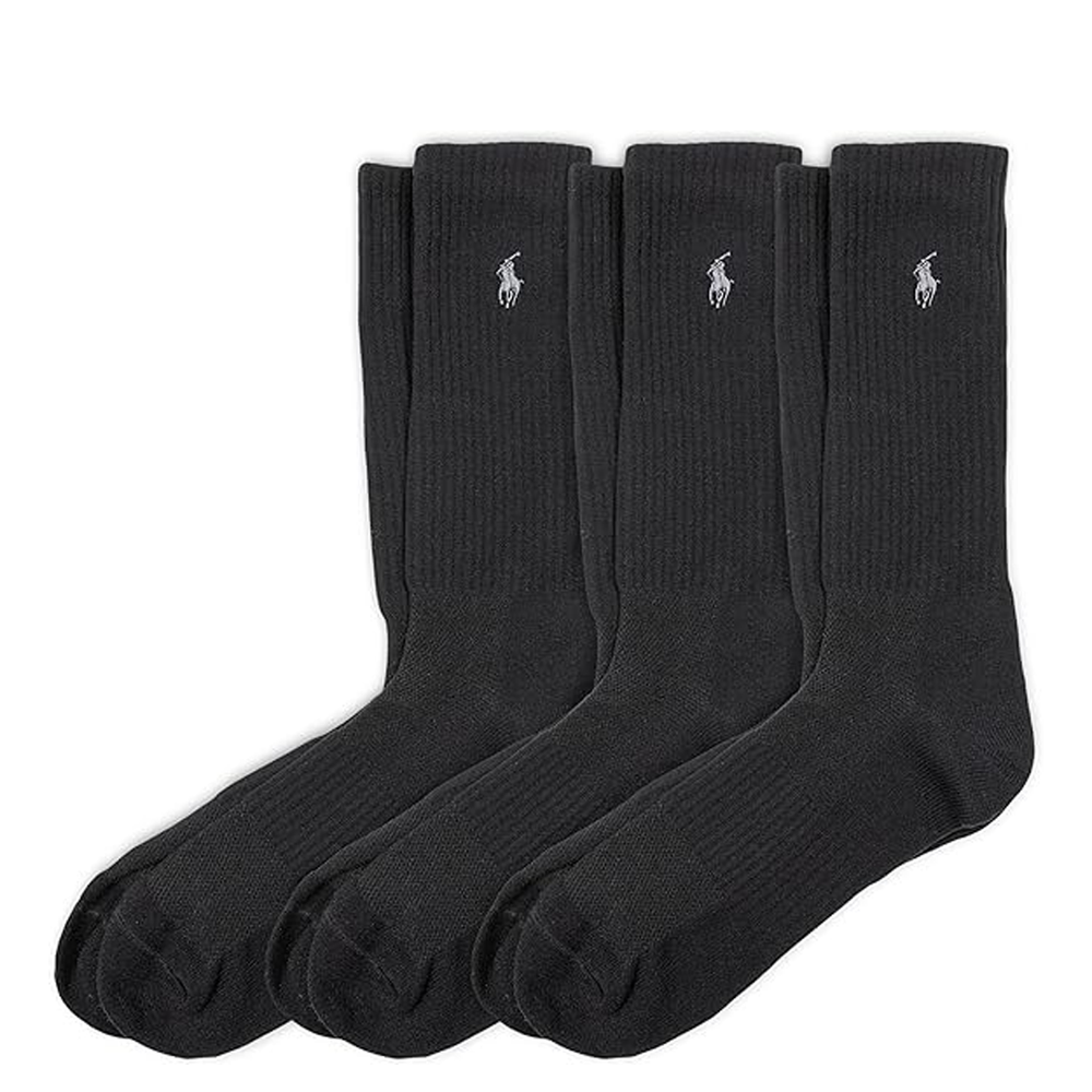 TECH ATHLETIC CREW SOCKS 3-PACK BLACK
