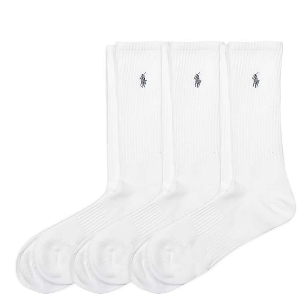 TECH ATHLETIC CREW SOCKS 3-PACK WHITE