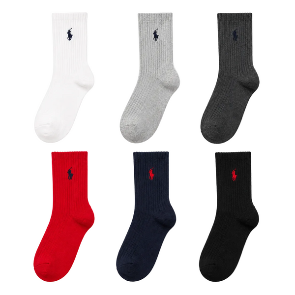 POLO HALF CUSHION CREW SOCKS 6-PACK MULTI