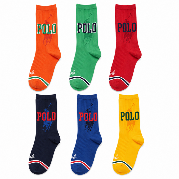 POLO 6-PACK PERFORMANCE CREW SOCKS MULTI