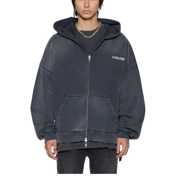 ACE EKCESS ZIP THRU HOODIE BLACK FADE - CHARCOAL