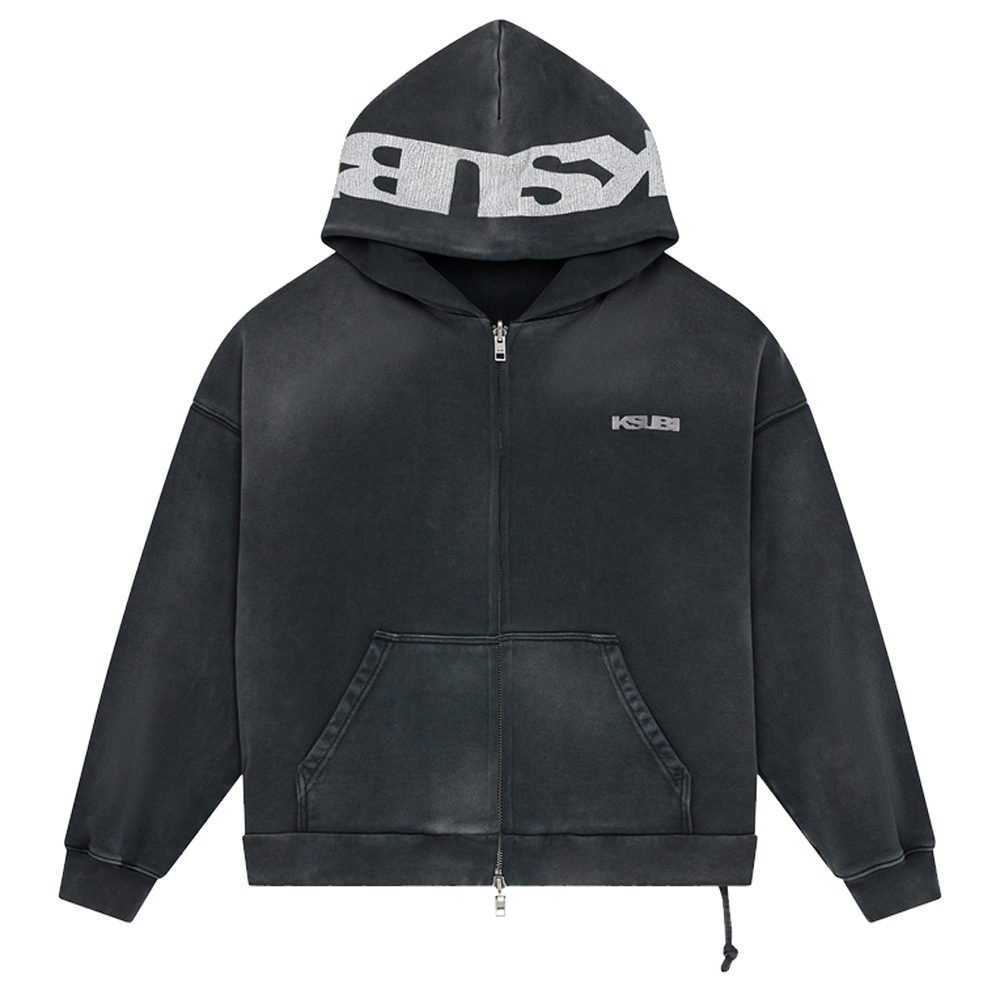 ACE EKCESS ZIP THRU HOODIE BLACK FADE - CHARCOAL