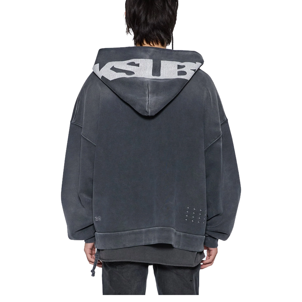 ACE EKCESS ZIP THRU HOODIE BLACK FADE - CHARCOAL