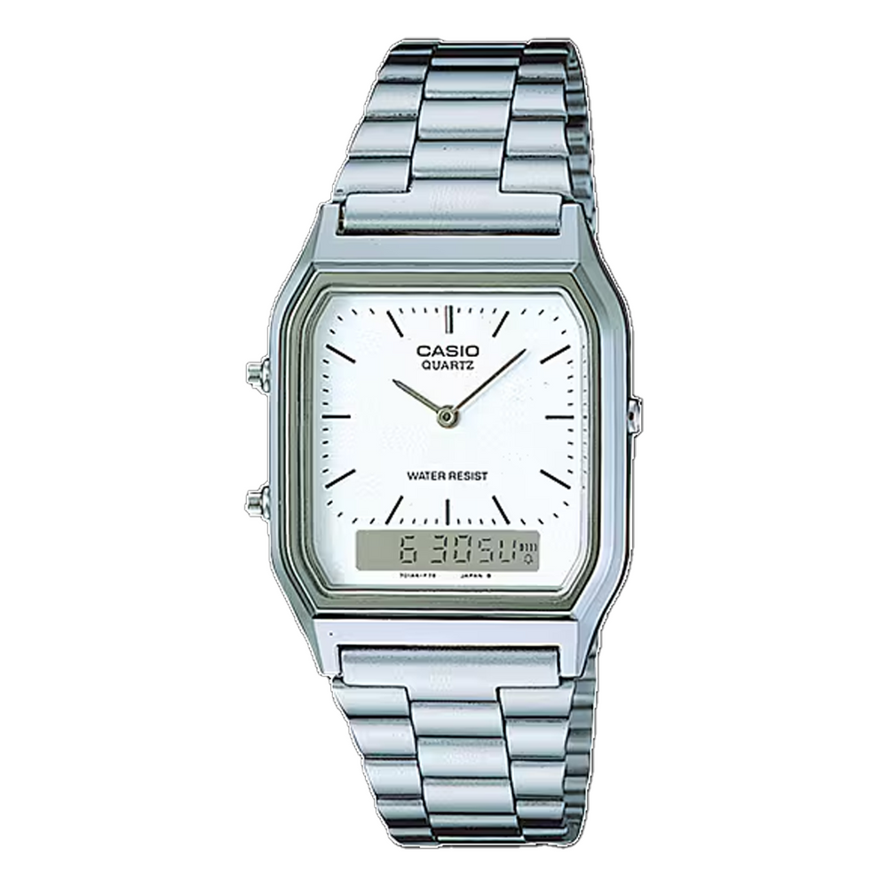 VINTAGE EDGY SILVER WATCH AQ-230A-7D