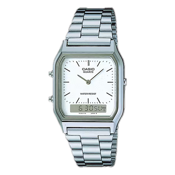 VINTAGE EDGY SILVER WATCH AQ-230A-7D