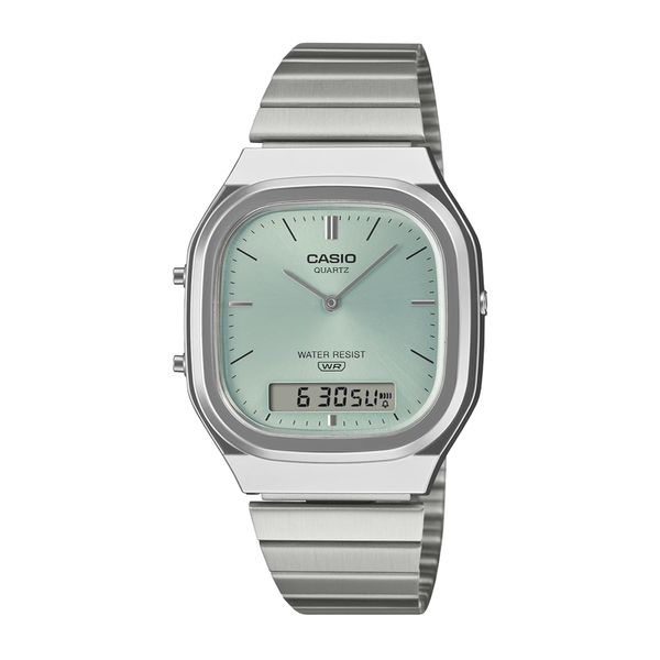 VINTAGE ANALOG DIGITAL SERIES SILVER/LIGHT BLUE