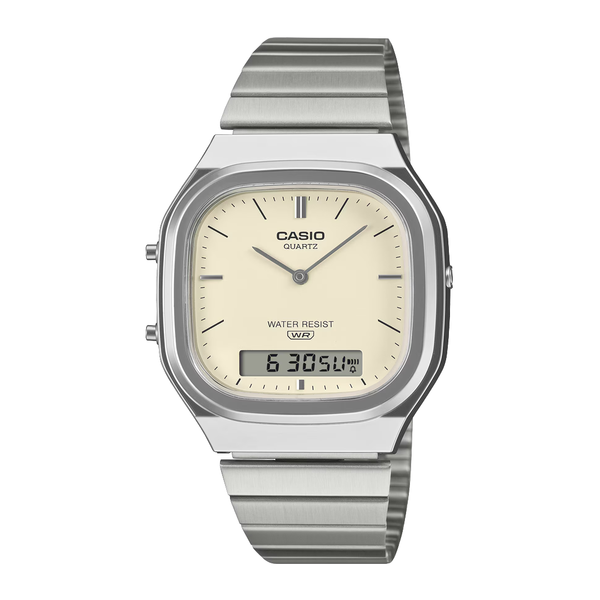 VINTAGE ANALOG-DIGITAL SILVER/WHITE MATTE