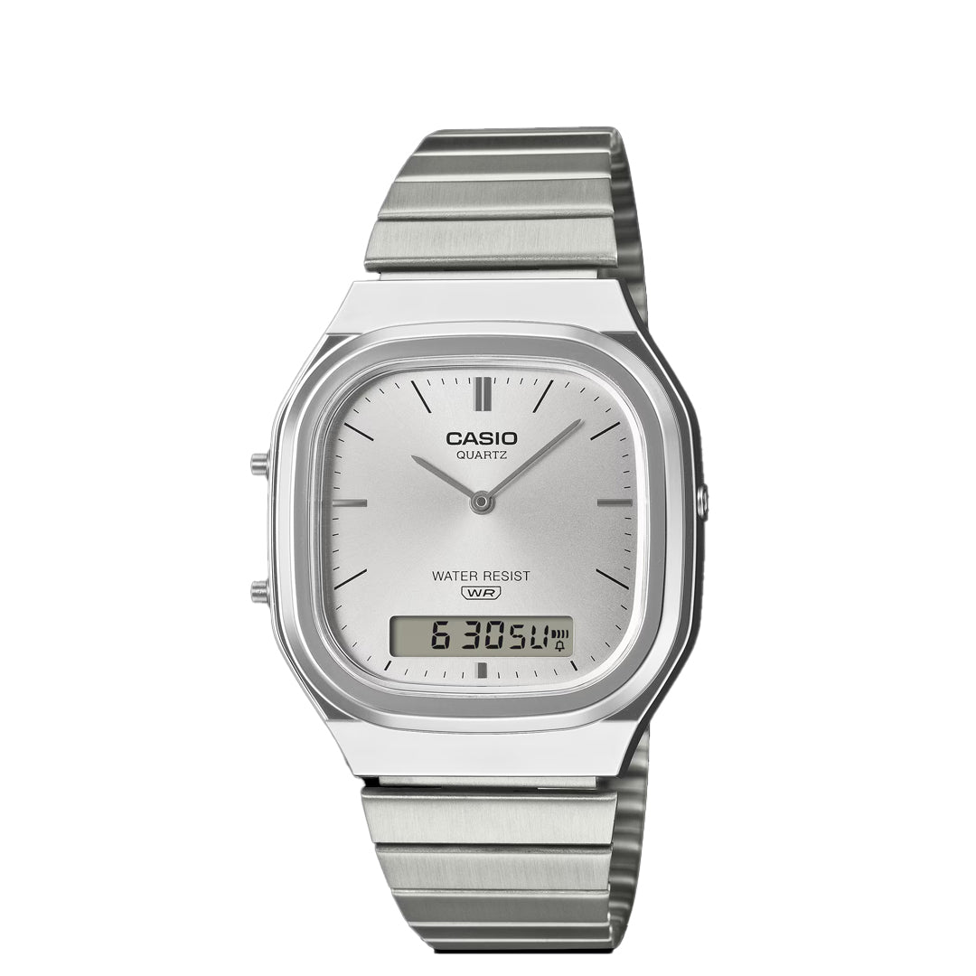 VINTAGE ANALOG-DIGITAL SILVER WATCH AQ-240E-7A – NRML
