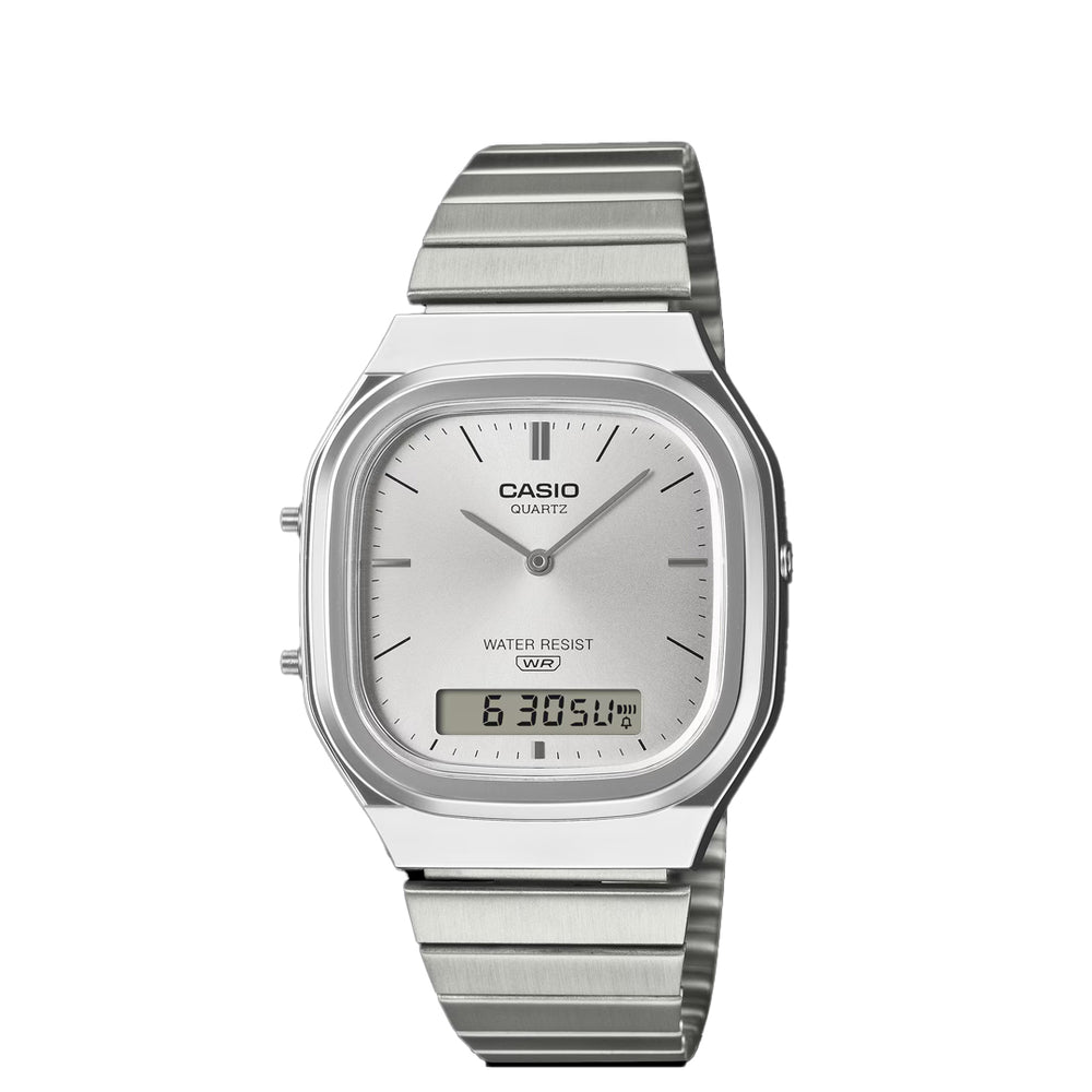 VINTAGE ANALOG-DIGITAL SILVER WATCH AQ-240E-7A