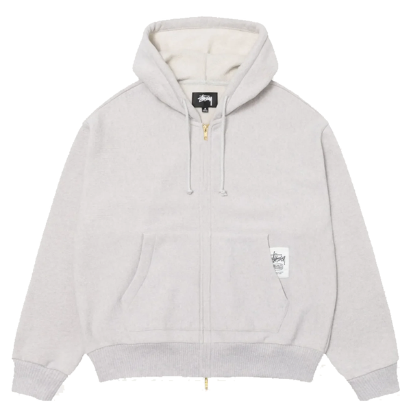 BRASS ZIP KNIT HOOD ASH GREY