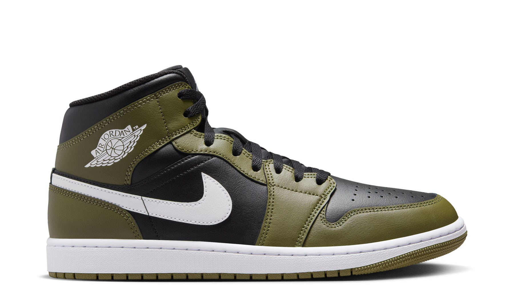 AIR JORDAN 1 MID BLACK WHITE OLIVE