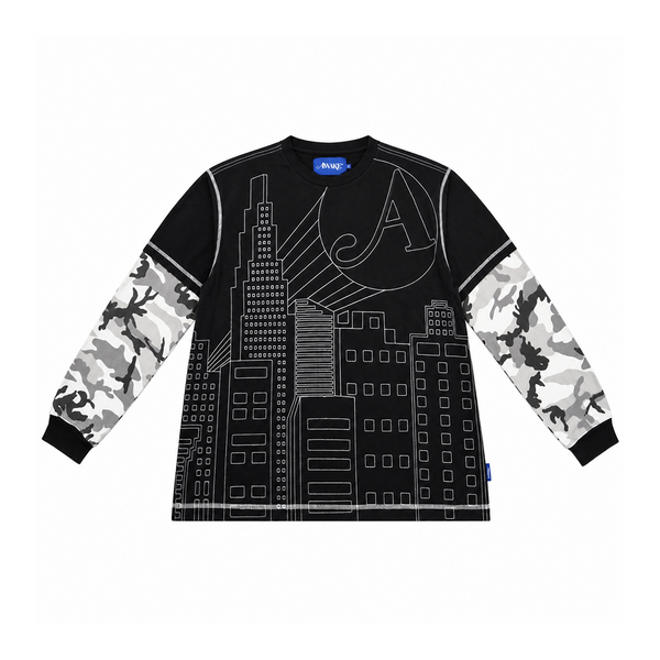 SKYLINE WAFFLE LS SHIRT BLACK