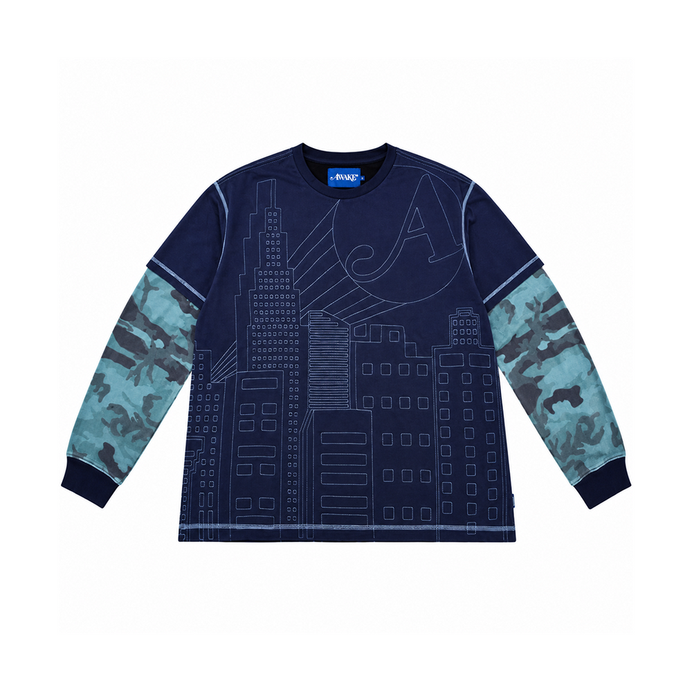 SKYLINE WAFFLE LS SHIRT NAVY