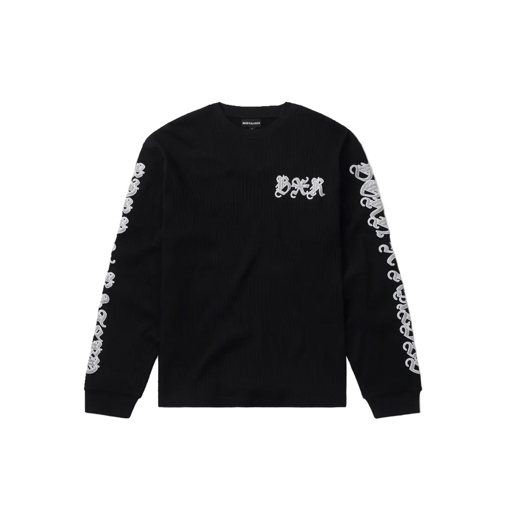 GOTHIC EMBROIDERED WAFFLE THERMAL BLACK