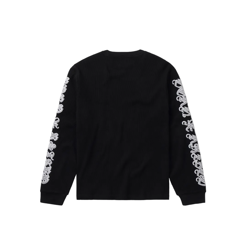 GOTHIC EMBROIDERED WAFFLE THERMAL BLACK