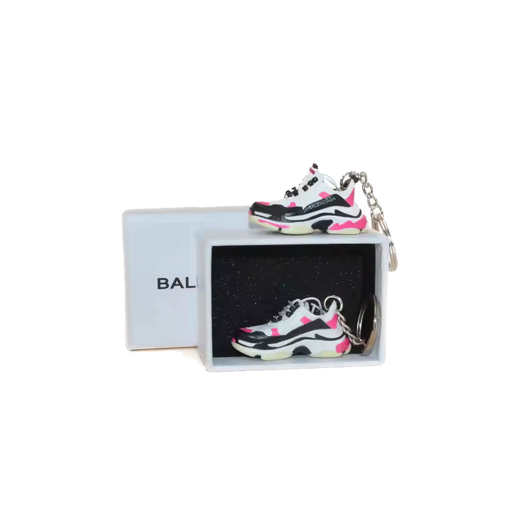 BALENCIAGA  WHITE/PINK TRIPLE S SNEAKER KEYCHAIN