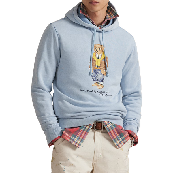 GARMENT DYED FLEECE HOODIE SOUTHPORT BLUE/HERITAGE BEAR