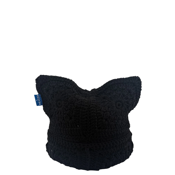 BLACK CROCHET CAT HAT