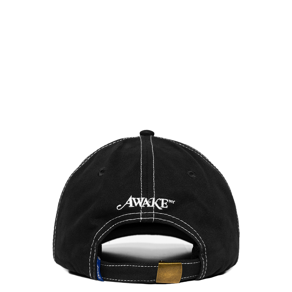 CONTRAST STITCH 6 PANEL HAT BLACK