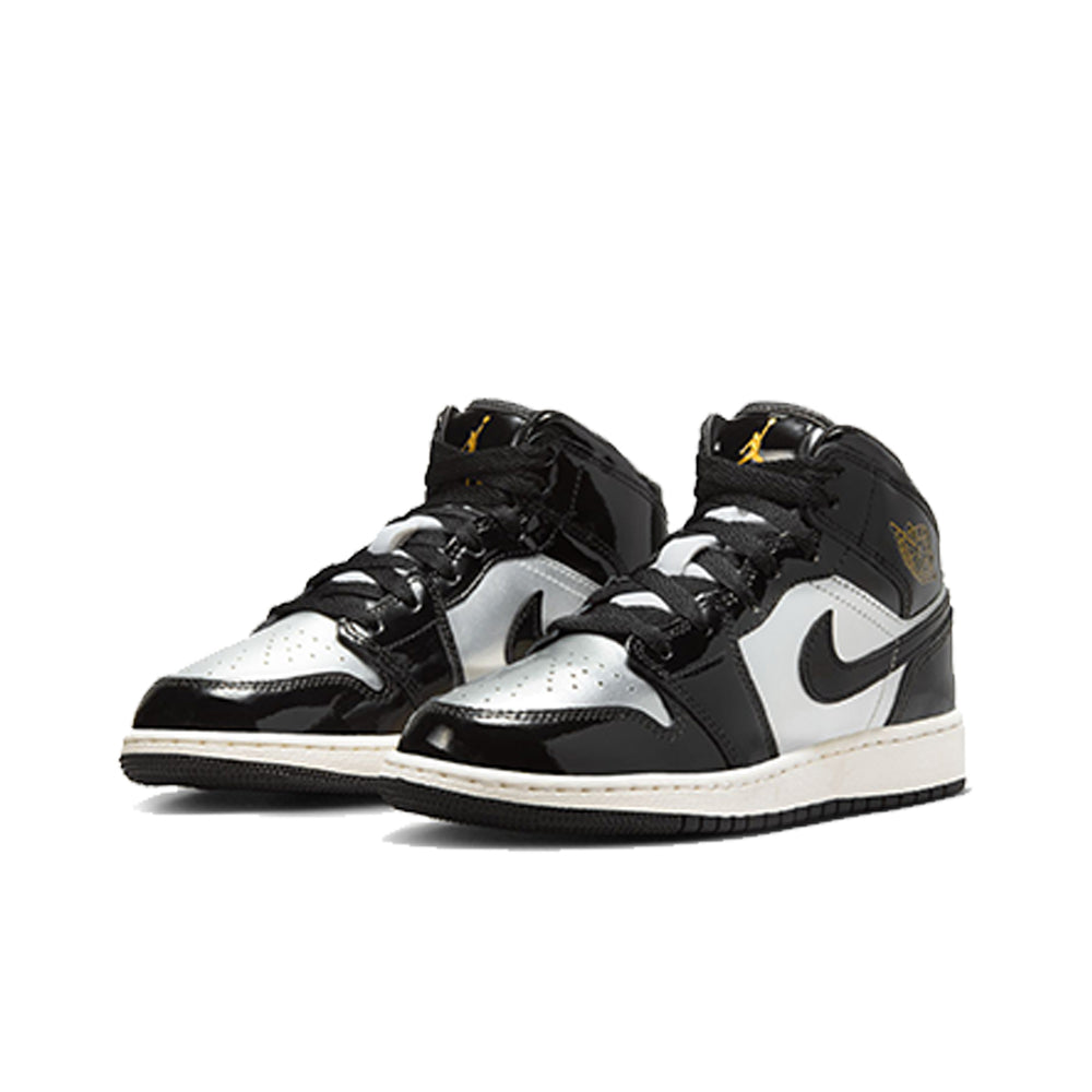 AIR JORDAN 1 MID SE (GS) BLACK/METALLIC SILVER